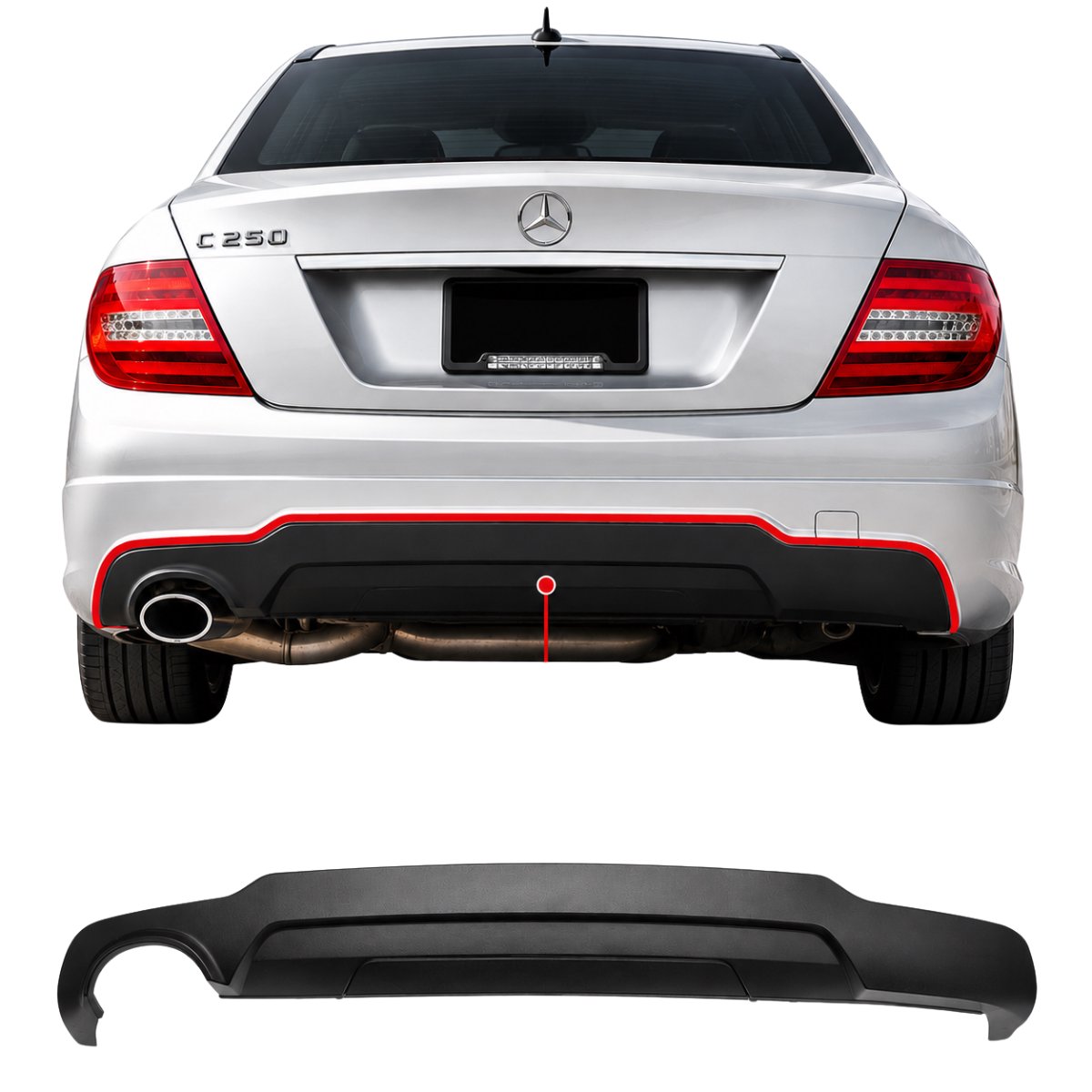Mercedes-Benz Rear Diffuser Spoiler A2048853738 – C-Class W204 Facelift 2011–2014 — view 1 of 4 | Torqon Auto Parts